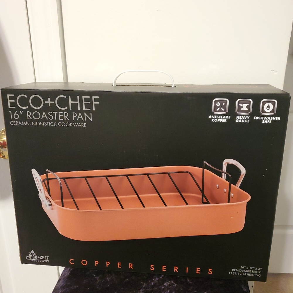 New in box, Eco+Chef copper series 16" roaster pan